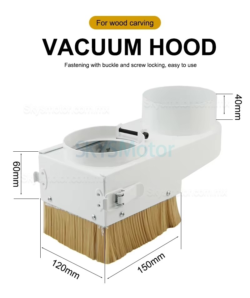 Capuch&oacute;n de succi&oacute;n para colector de polvo de husillo CNC de 65 mm/80 mm/100 mm/120 mm